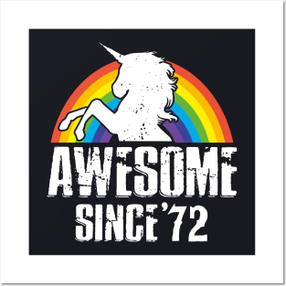 Unicorn Awesome Since 72 Rainbow Love Horse Cute Awesome Posters and Art